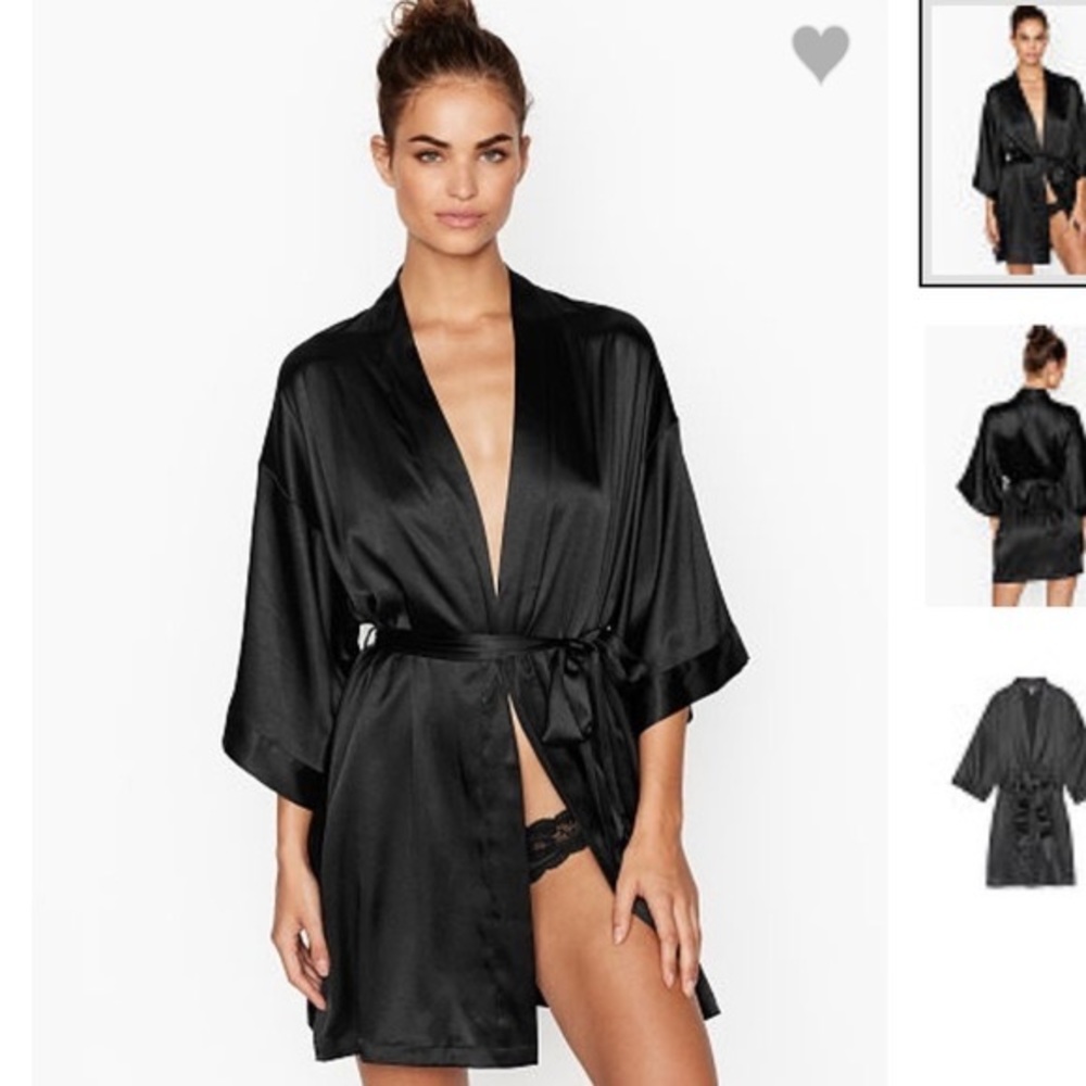 Victorias Secret Black Silk Robe